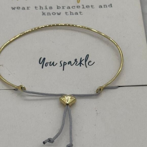 Gold sparkle bracelet‎ with adjustable string #sparkle by Lucky Feather 14K - Picture 2 of 4